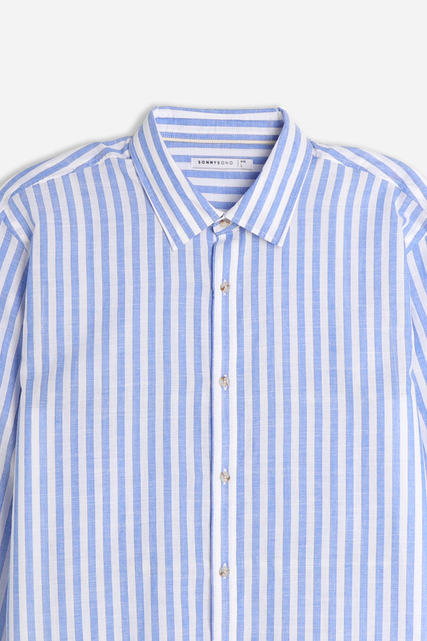 CAMICIA COTONE SLUB CELESTE