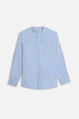 CAMICIA MISTO LINO COLLO COREANO CELESTE