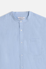 CAMICIA MISTO LINO COLLO COREANO CELESTE