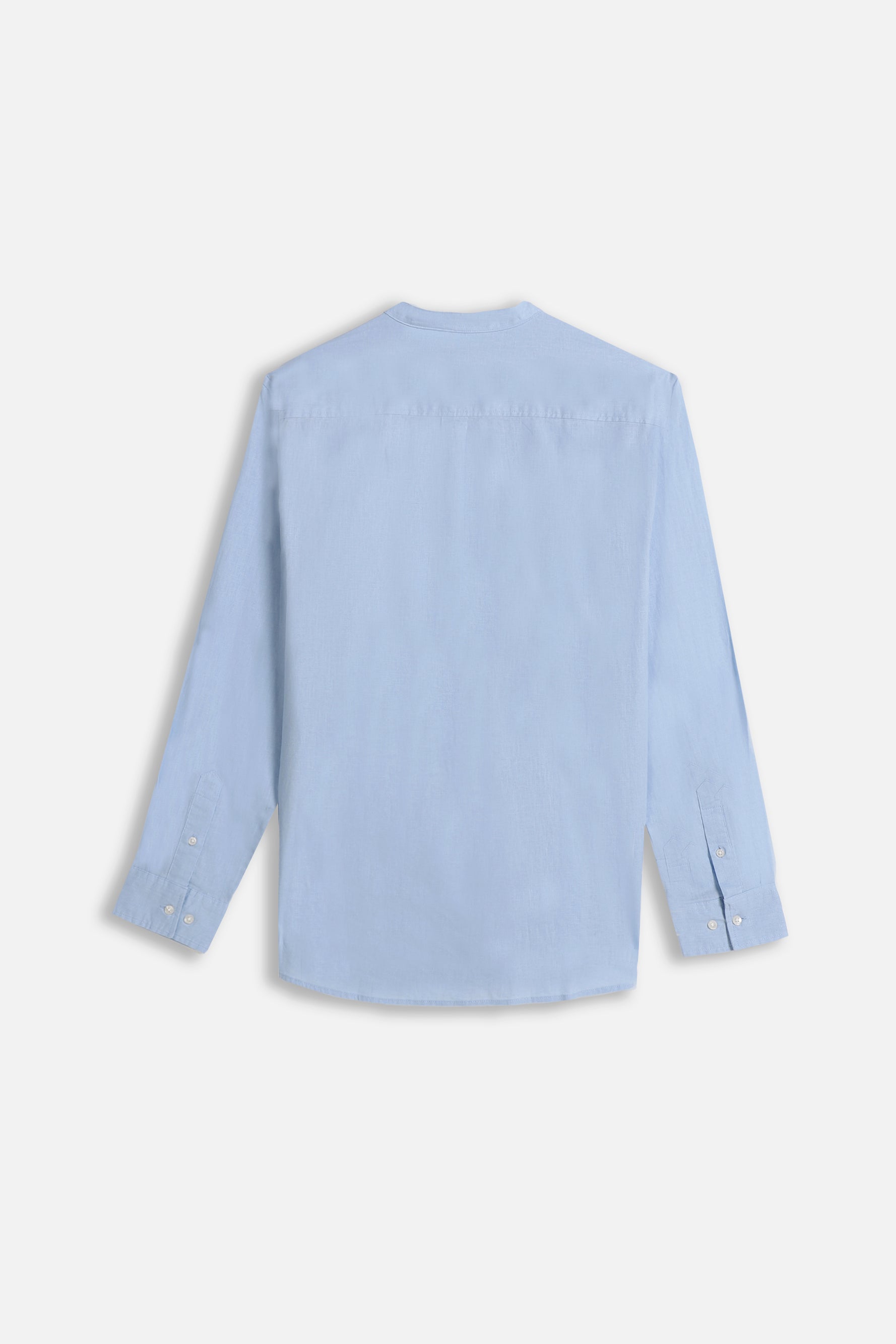 CAMICIA MISTO LINO COLLO COREANO CELESTE