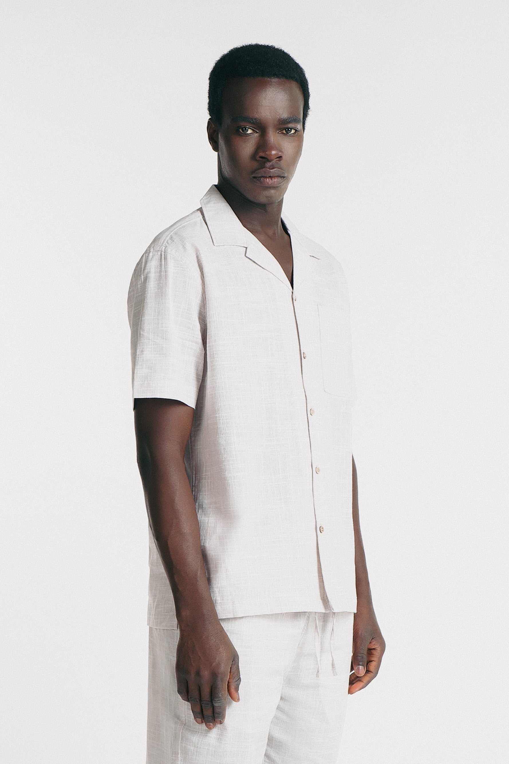 CAMICIA COLLO BOWLING IN SLUB FANGO