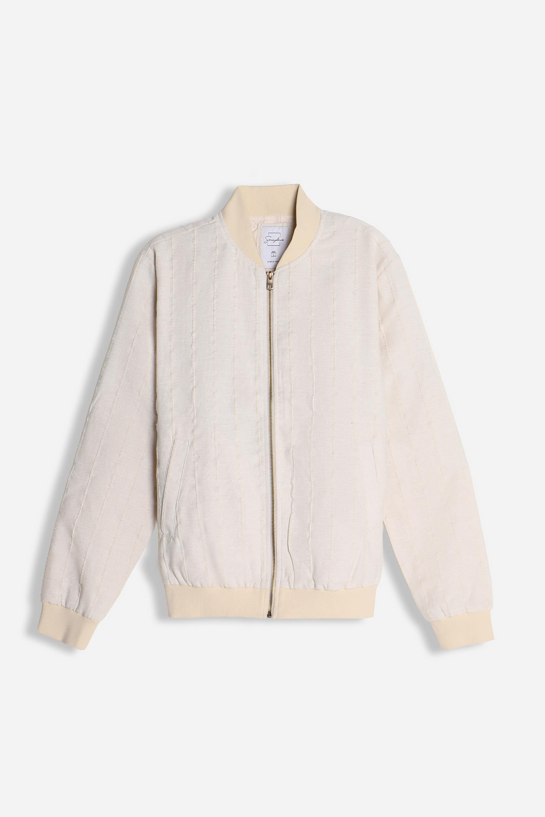 GIUBBOTTO BOMBER MISTO LINO F ECRU
