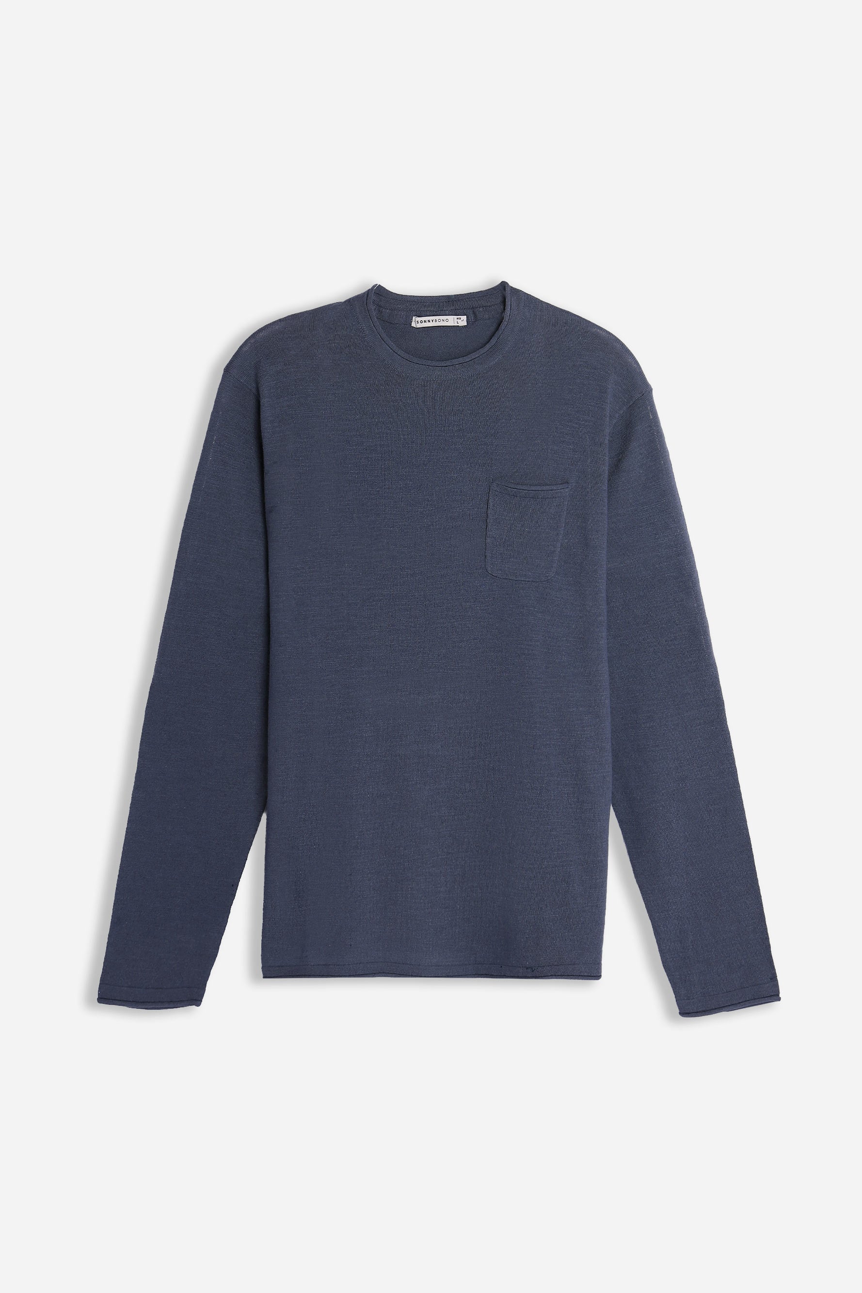 MAGLIA IN COTONE SLUB E TASCHINO DENIM