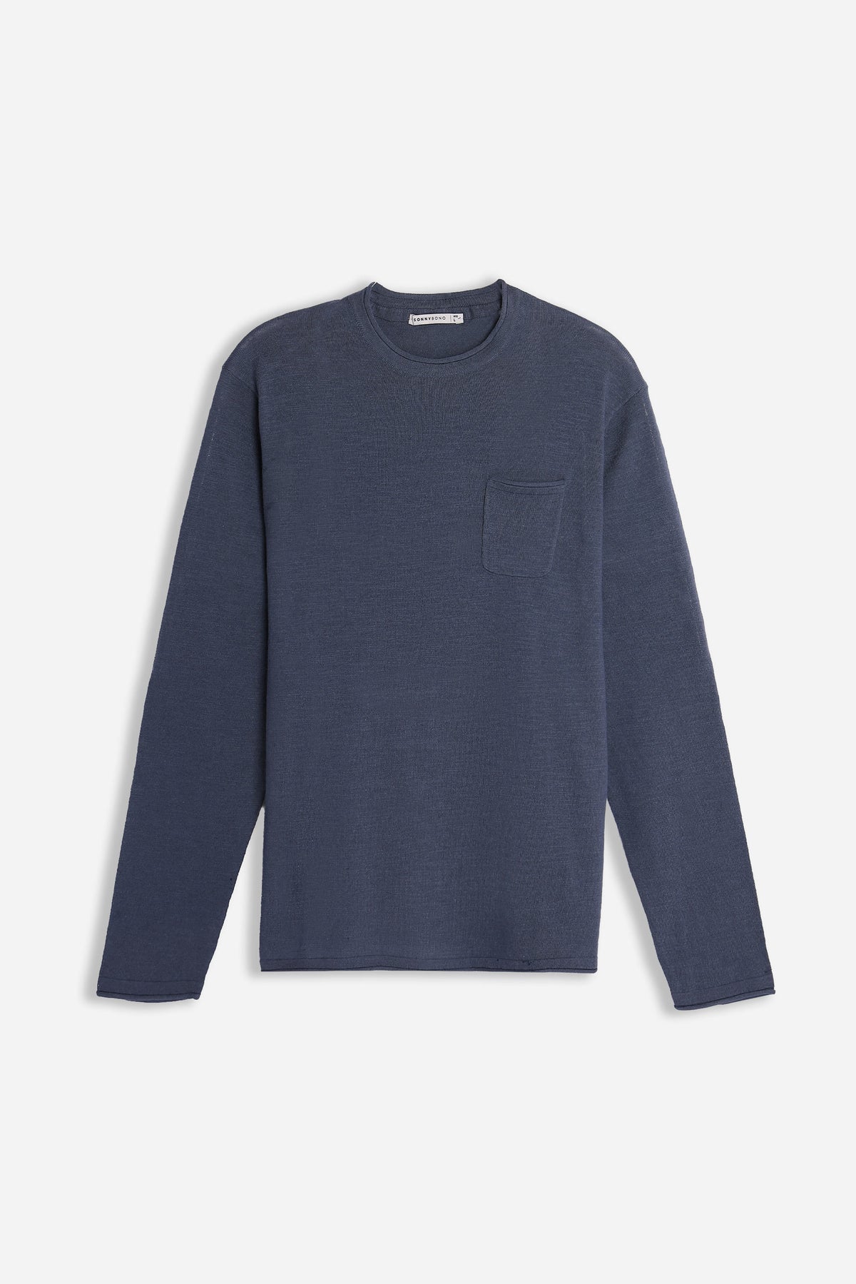 MAGLIA IN COTONE SLUB E TASCHINO DENIM