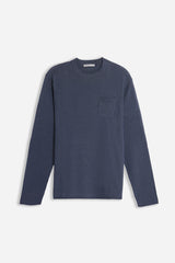 MAGLIA IN COTONE SLUB E TASCHINO DENIM