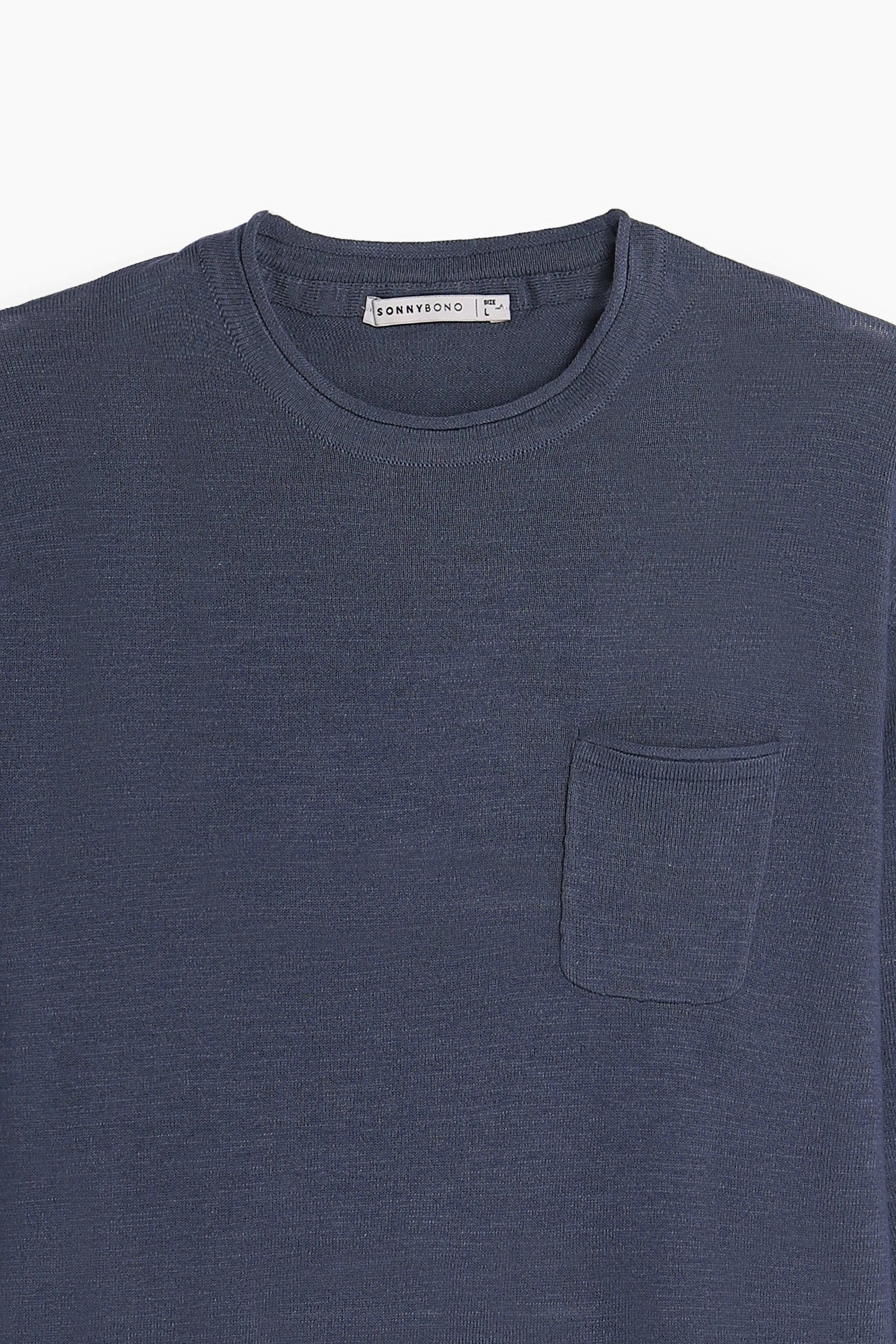 MAGLIA IN COTONE SLUB E TASCHINO DENIM