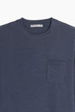 MAGLIA IN COTONE SLUB E TASCHINO DENIM
