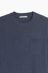 MAGLIA IN COTONE SLUB E TASCHINO DENIM
