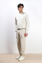 MAGLIA IN COTONE SLUB E TASCHINO GESSO