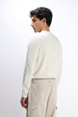 MAGLIA IN COTONE SLUB E TASCHINO GESSO