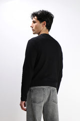 MAGLIA IN COTONE SLUB E TASCHINO NERO