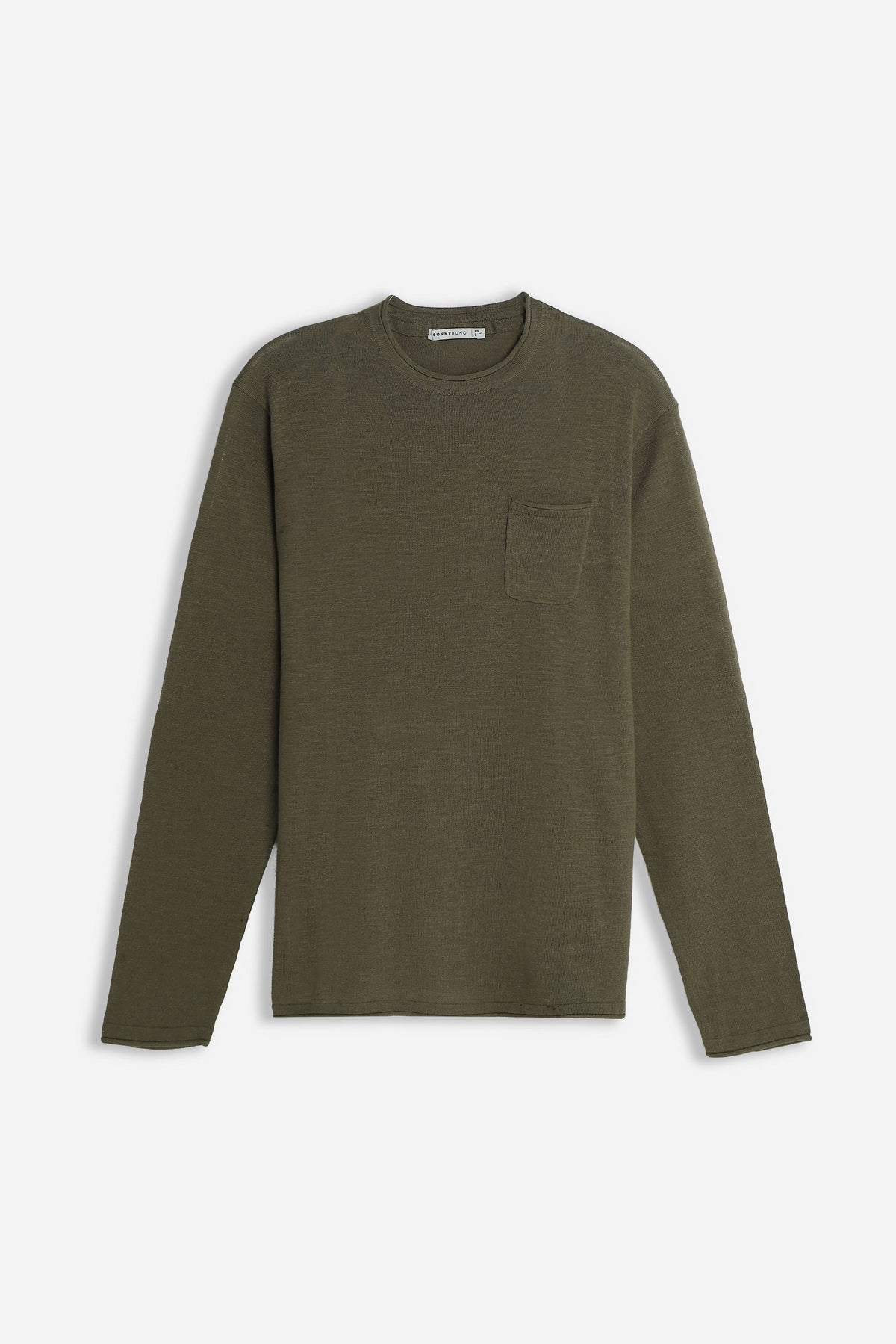 MAGLIA IN COTONE SLUB E TASCHINO VERDE MILITARE