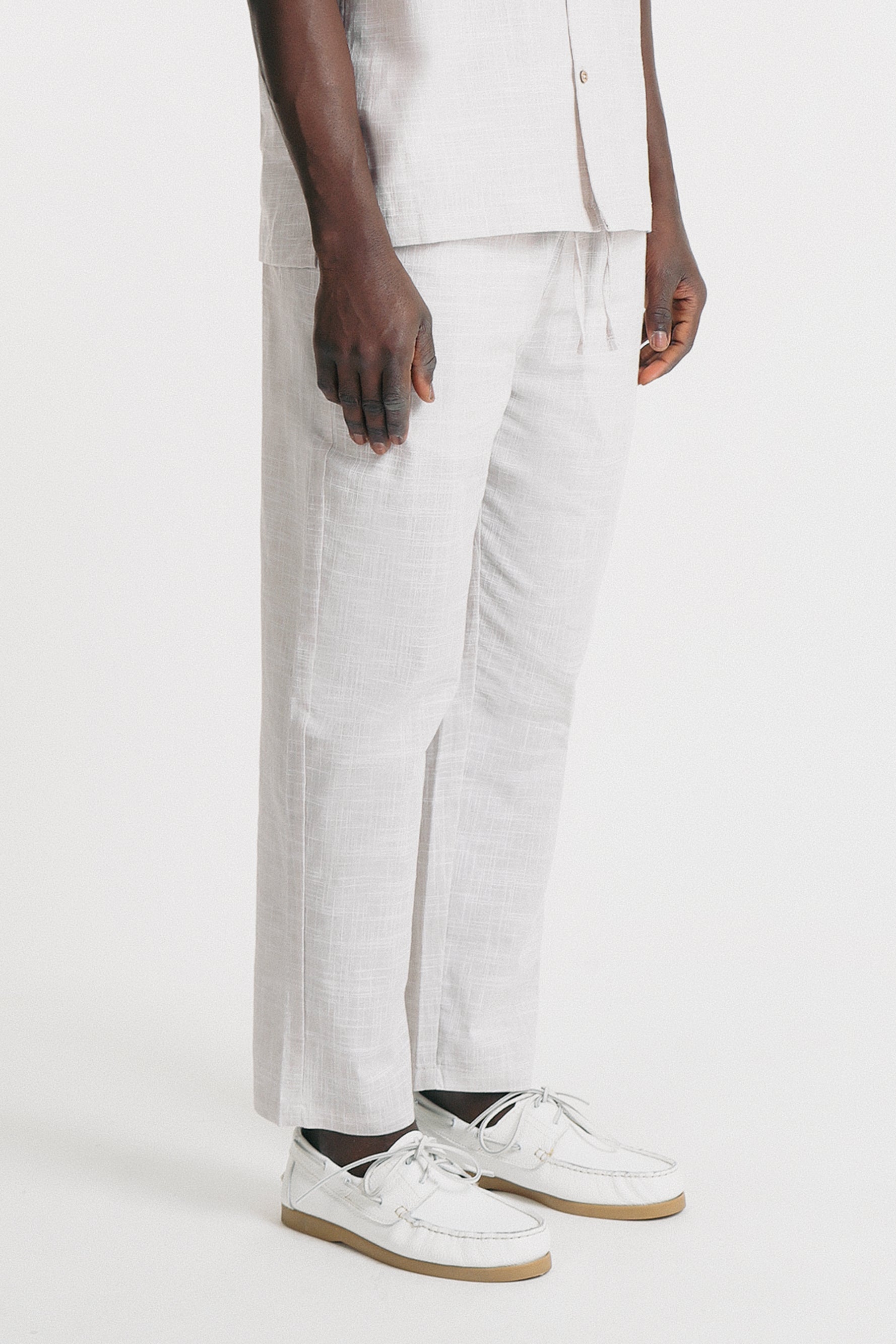 PANTALONE IN SLUB EFFETTO LINO FANGO