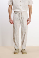 PANTALONE IN COTONE SLUB CON COULISSE FANGO