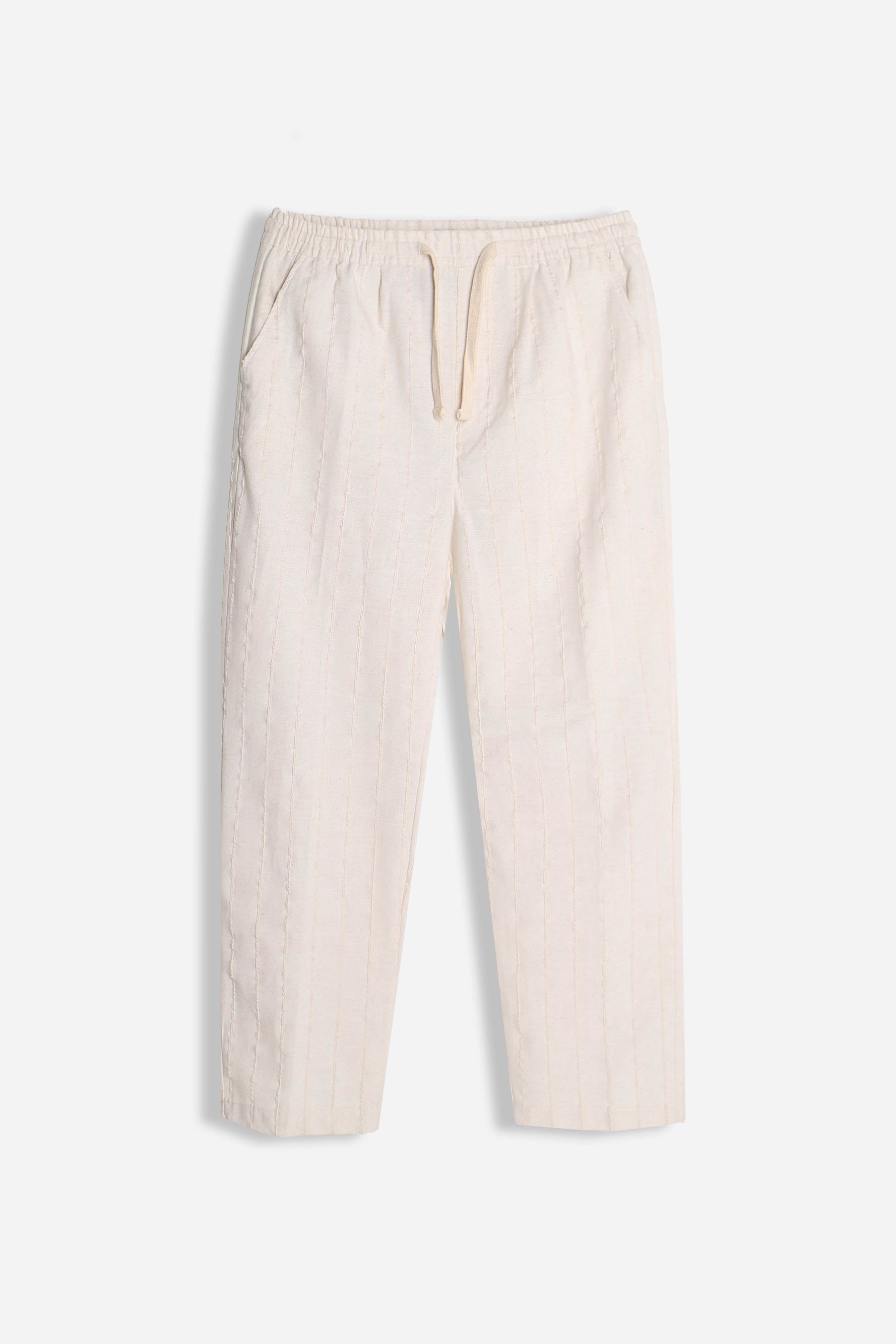 PANTALONE CON COULISSE FANTASIA RIGHE F ECRU
