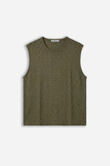 T-SHIRT GIROCOLLO SMANICATA IN MAGLINA VERDE MILITARE
