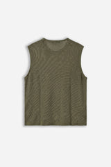 T-SHIRT GIROCOLLO SMANICATA IN MAGLINA VERDE MILITARE