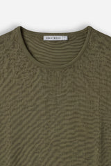 T-SHIRT GIROCOLLO SMANICATA IN MAGLINA VERDE MILITARE