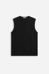 T-SHIRT GIROCOLLO SMANICATA IN MAGLINA NERO