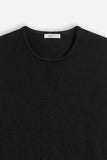 T-SHIRT GIROCOLLO SMANICATA IN MAGLINA NERO
