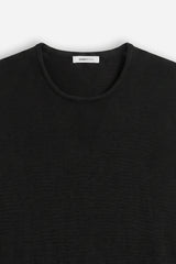 T-SHIRT GIROCOLLO SMANICATA IN MAGLINA NERO