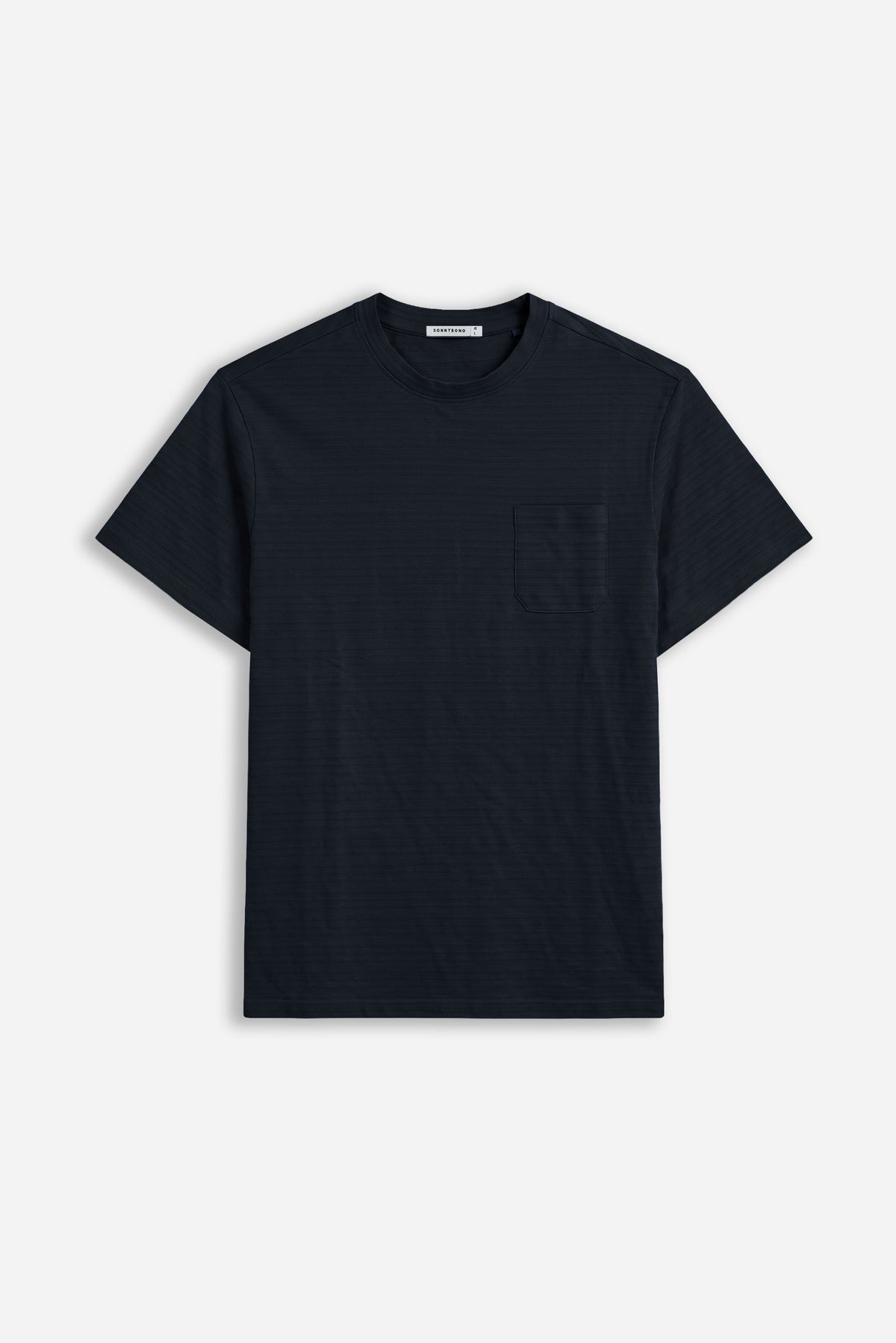 T-SHIRT GIROCOLLO CON TRAMA IN RILIEVO E TASCHINO BLEU