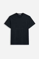 T-SHIRT GIROCOLLO CON TRAMA IN RILIEVO E TASCHINO BLEU