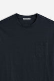 T-SHIRT GIROCOLLO CON TRAMA IN RILIEVO E TASCHINO BLEU