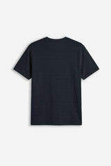 T-SHIRT GIROCOLLO CON TRAMA IN RILIEVO E TASCHINO BLEU