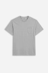 T-SHIRT GIROCOLLO CON TRAMA IN RILIEVO E TASCHINO M GRIGIO