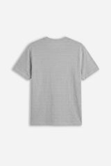 T-SHIRT GIROCOLLO CON TRAMA IN RILIEVO E TASCHINO M GRIGIO