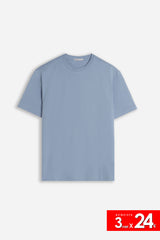 T-SHIRT GIROCOLLO BASIC CON DETTAGLIO POLVERE