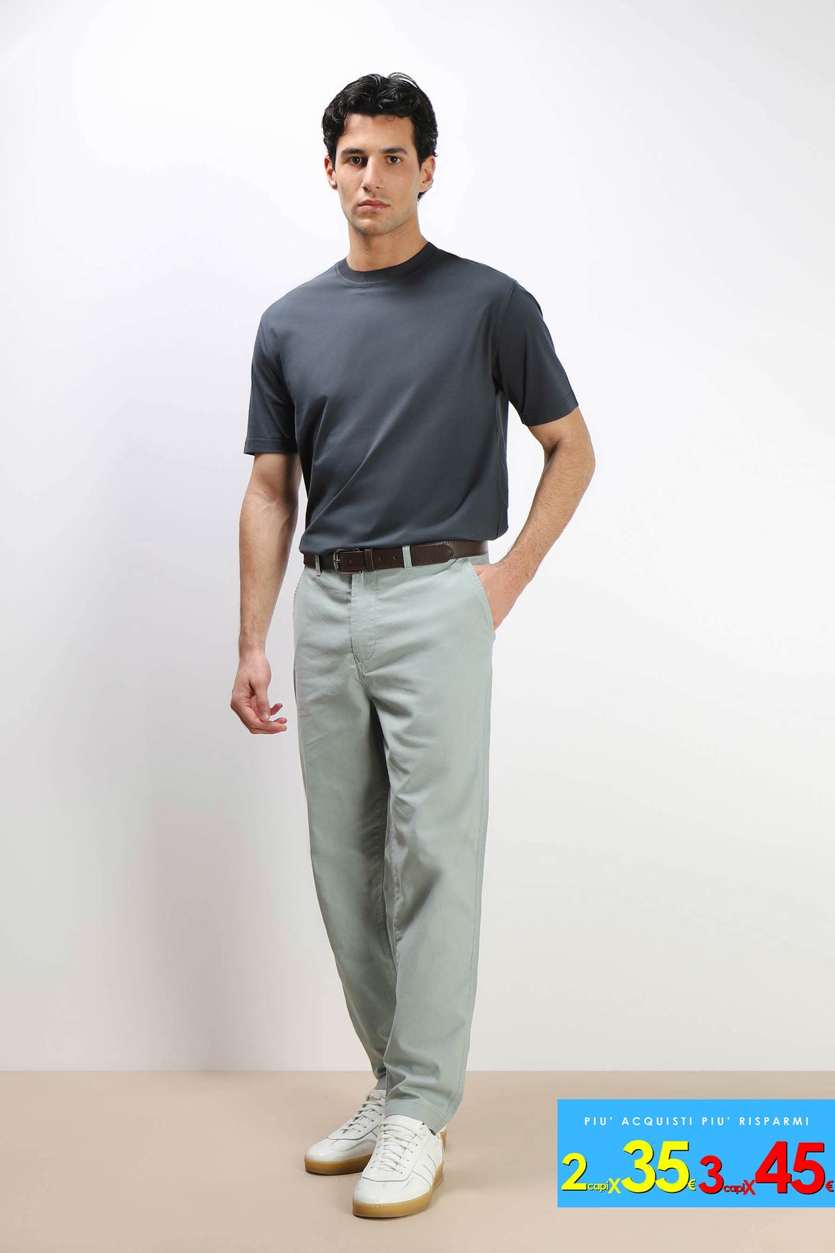 PANTALONE CHINO BASIC COTONE POLVERE