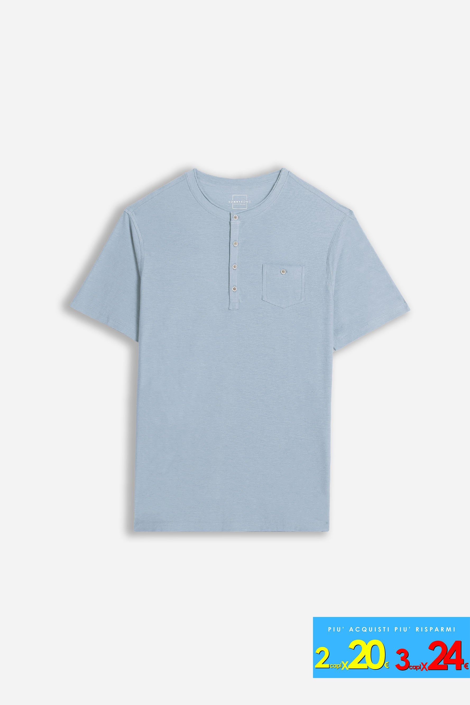 T-SHIRT SLUB SERAFINO CON TASCHINO POLVERE