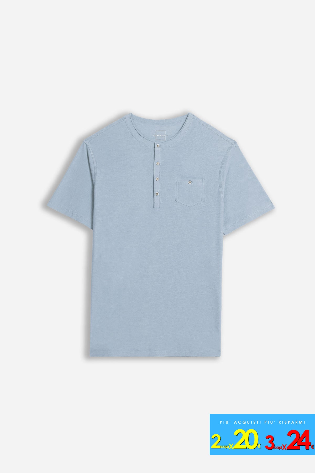 T-SHIRT SLUB SERAFINO CON TASCHINO POLVERE