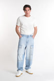 JEANS CARGO MODELLO BAGGY CELESTE - Sonnybono