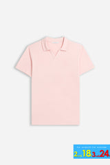POLO SLUB CON COLLO DERBY ROSA