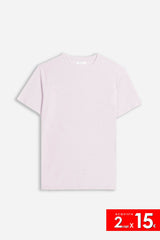 T-SHIRT GIROCOLLO SLUB ROSA