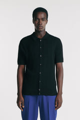CAMICIA A COSTE IN COTONE NERO