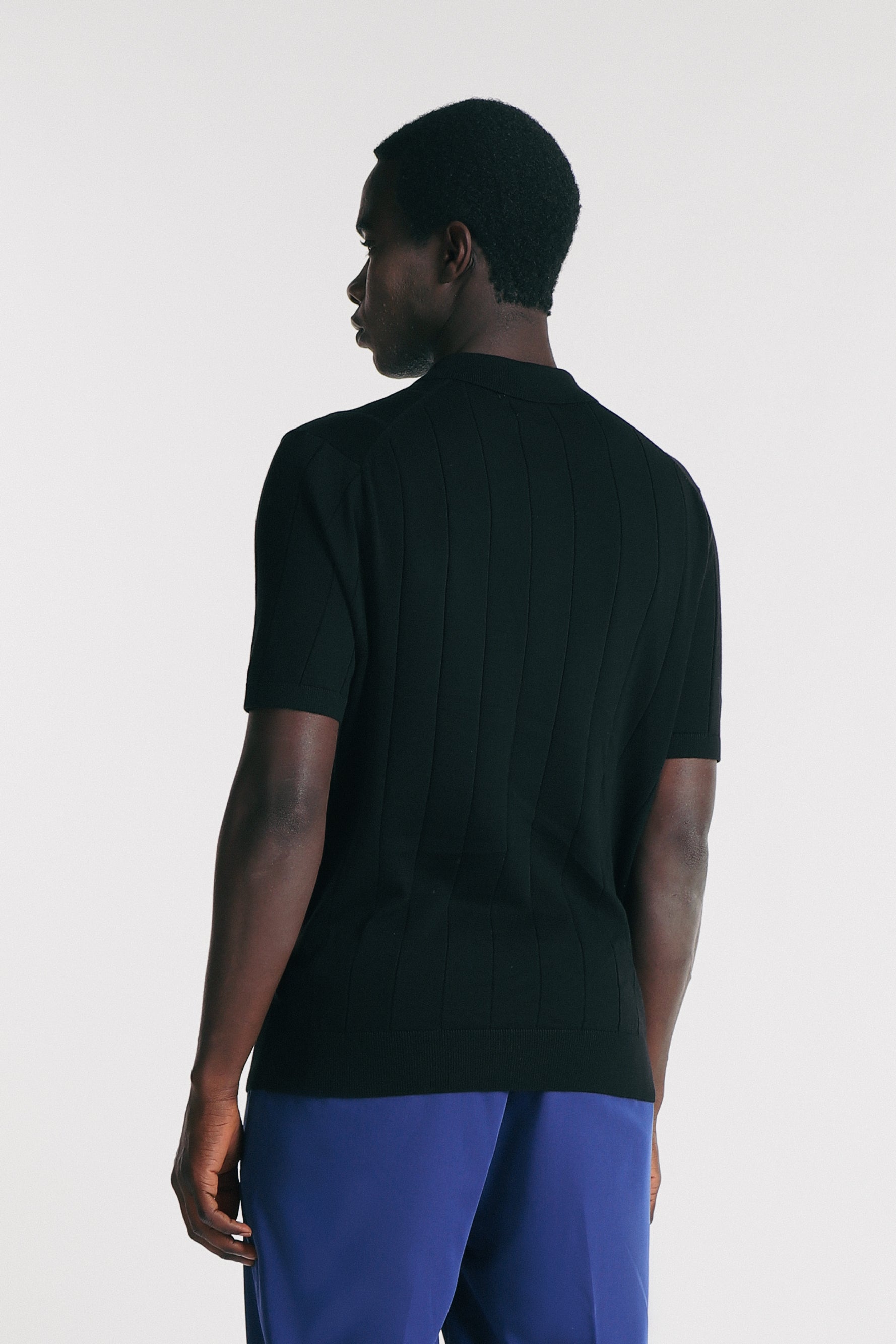 CAMICIA A COSTE IN COTONE NERO