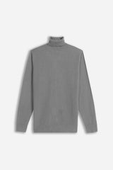 MAGLIA DOLCEVITA PUNTO LAVORATO GRIGIO MEDIO