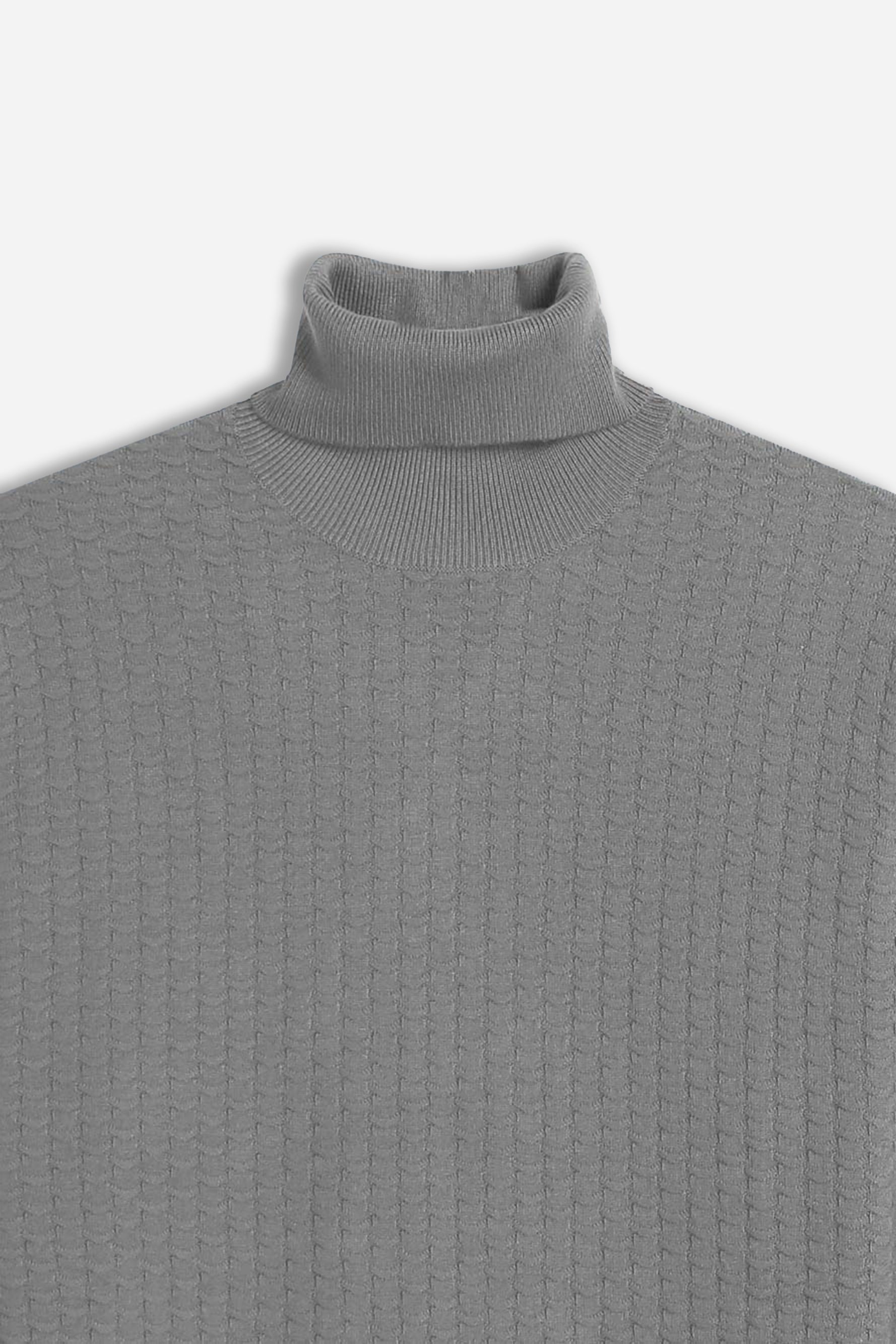MAGLIA DOLCEVITA PUNTO LAVORATO GRIGIO MEDIO