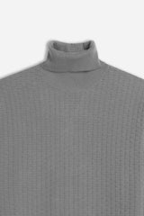 MAGLIA DOLCEVITA PUNTO LAVORATO GRIGIO MEDIO