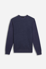 MAGLIA GIROCOLLO LAVORATA BLEU