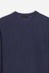 MAGLIA GIROCOLLO LAVORATA BLEU