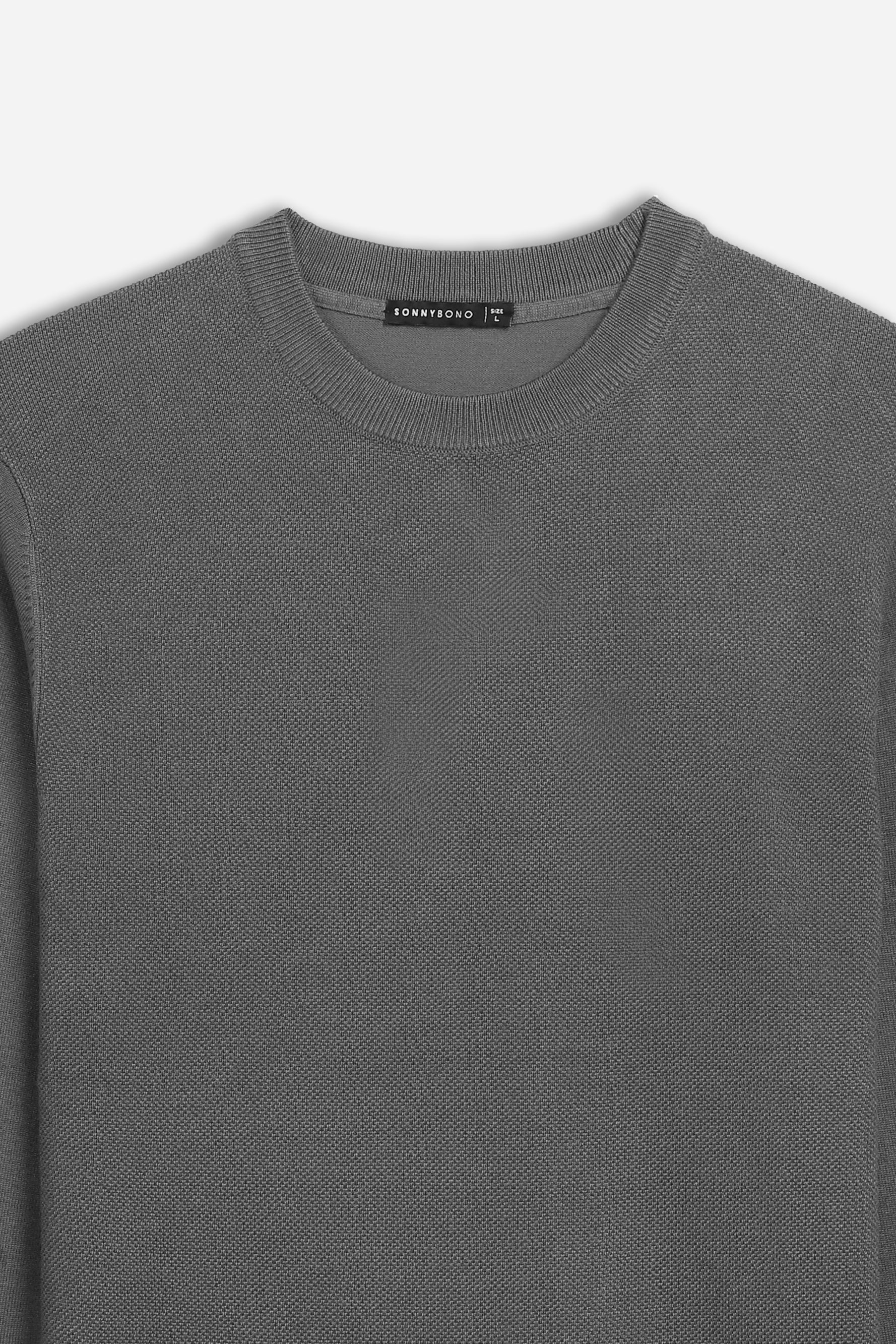 MAGLIA GIROCOLLO LAVORATA GRIGIO SCURO