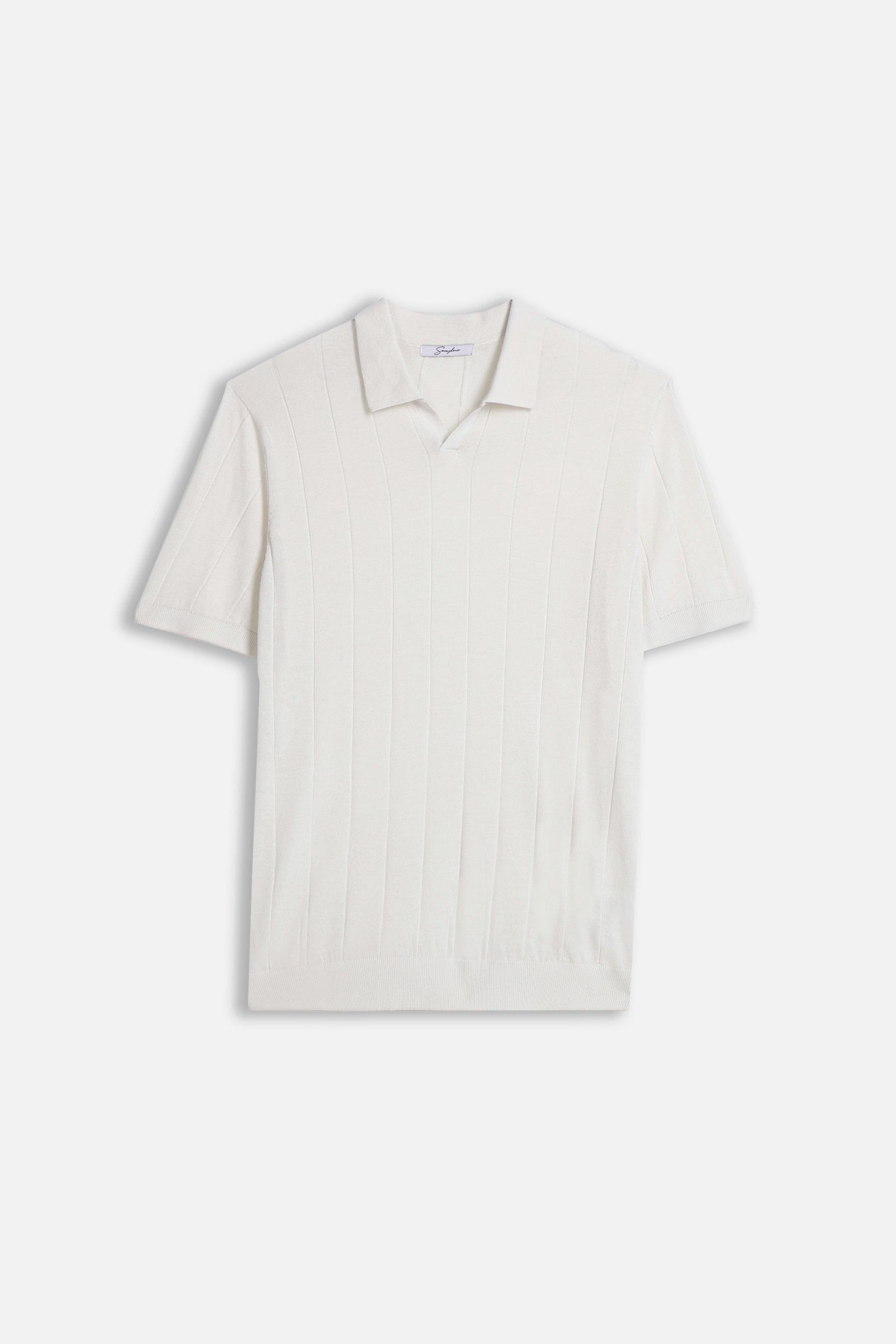 POLO A COSTE IN COTONE PANNA