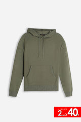 MAGLIA MODELLO FELPA CON CAPPUCCIO E MARSUPIO SALVIA