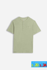 T-SHIRT SLUB SERAFINO CON TASCHINO KAKI