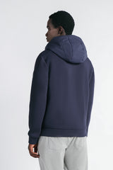 GIUBBOTTO DOPPIO TESSUTO CON CAPPUCCIO BLEU